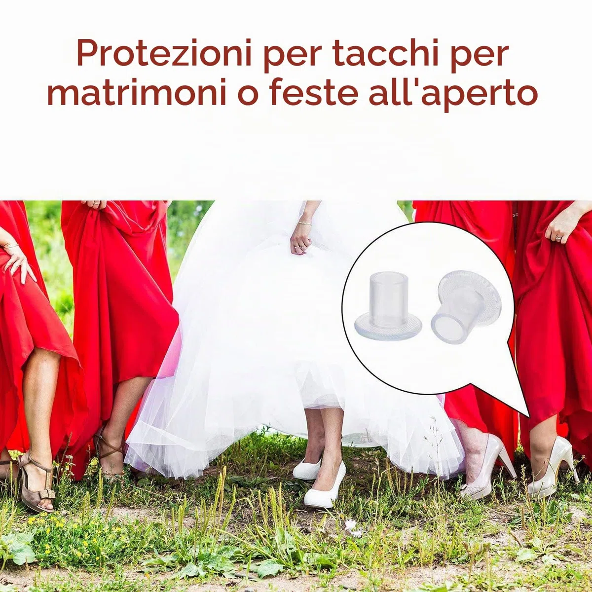 MEISO 20 Paia Salvatacchi Proteggi Tacchi Donna, Salvatacchi Matrimonio, 4 Dimensioni Salvatacco, Proteggi Scarpe Tacco a Spillo Erba, per Matrimoni, Attività All'aperto （Trasparente）