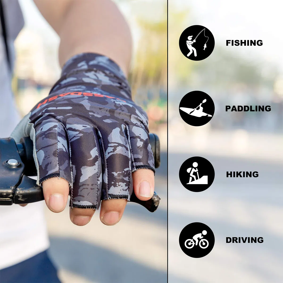 Bassdash BASSDASGH Altime Guanti da pesca senza dita con protezione solare UPF 50+ per uomo e donna per kayak pagaia escursionismo ciclismo guida tiro allenamento