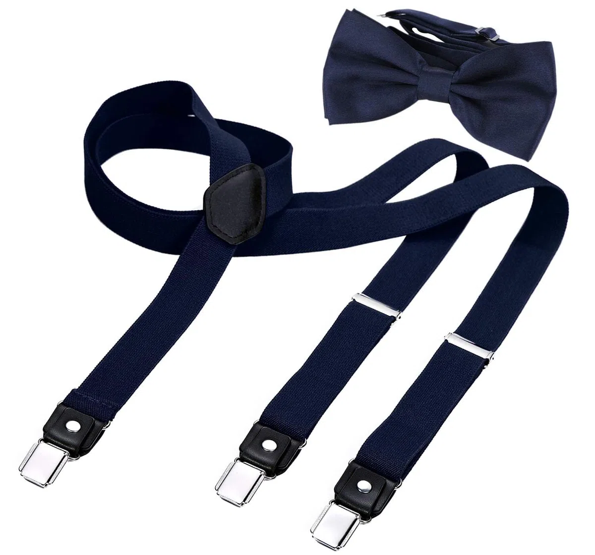 DonDon Set di bretelle eleganti e papillon per uomo e donna, forma a Y, larghezza 2,5 cm, fatto a mano - Accessorio elegante per matrimonio, festa, smoking
