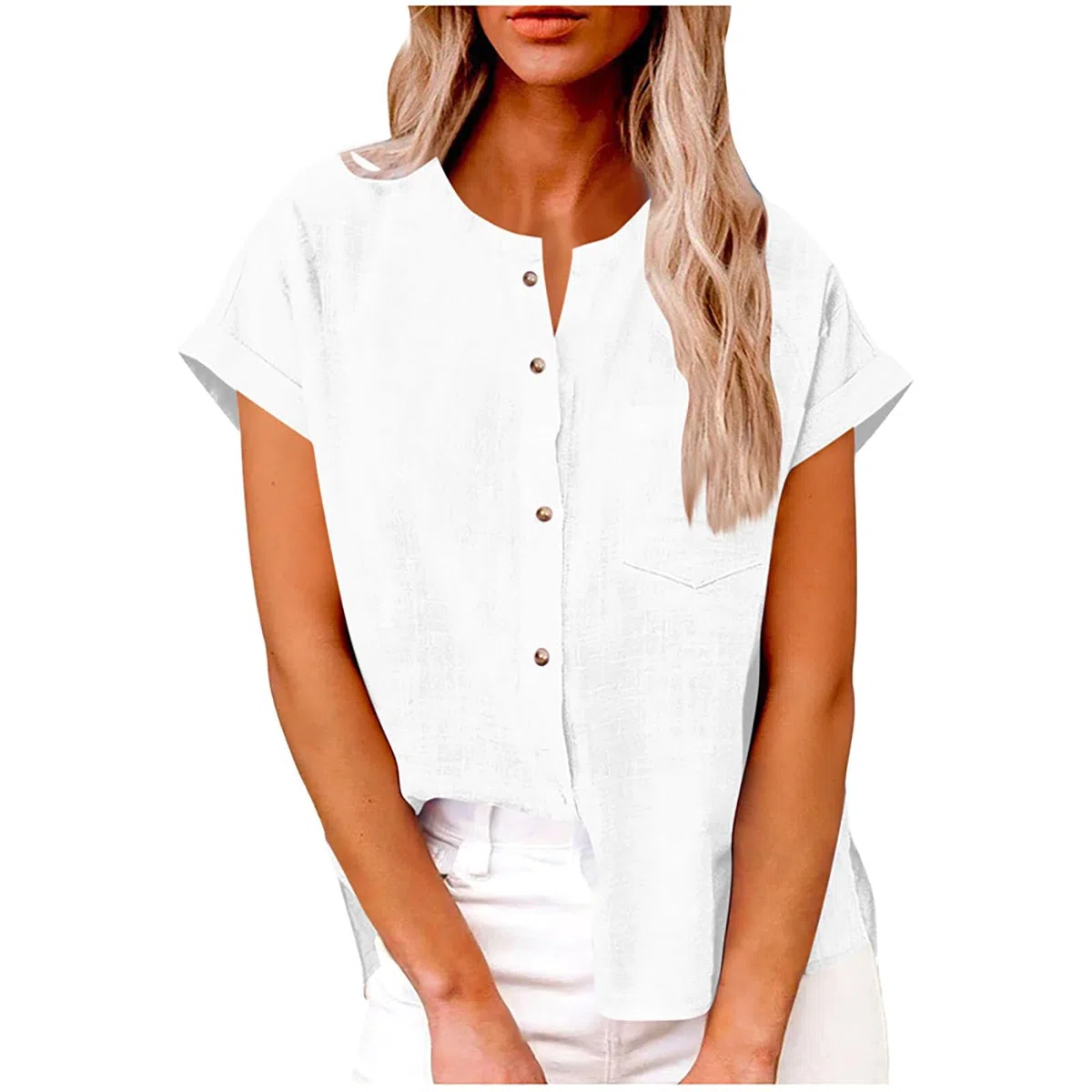 Generico Camicia Lino Donna Camicia Donna Manica Lunga Estiva Camicie in Lino Cotone Elegante Blusa con Bottoni E Tasca Lavoro Casual Top per Ufficio Spiaggia E Abbigliamento Quotidiano Estivo