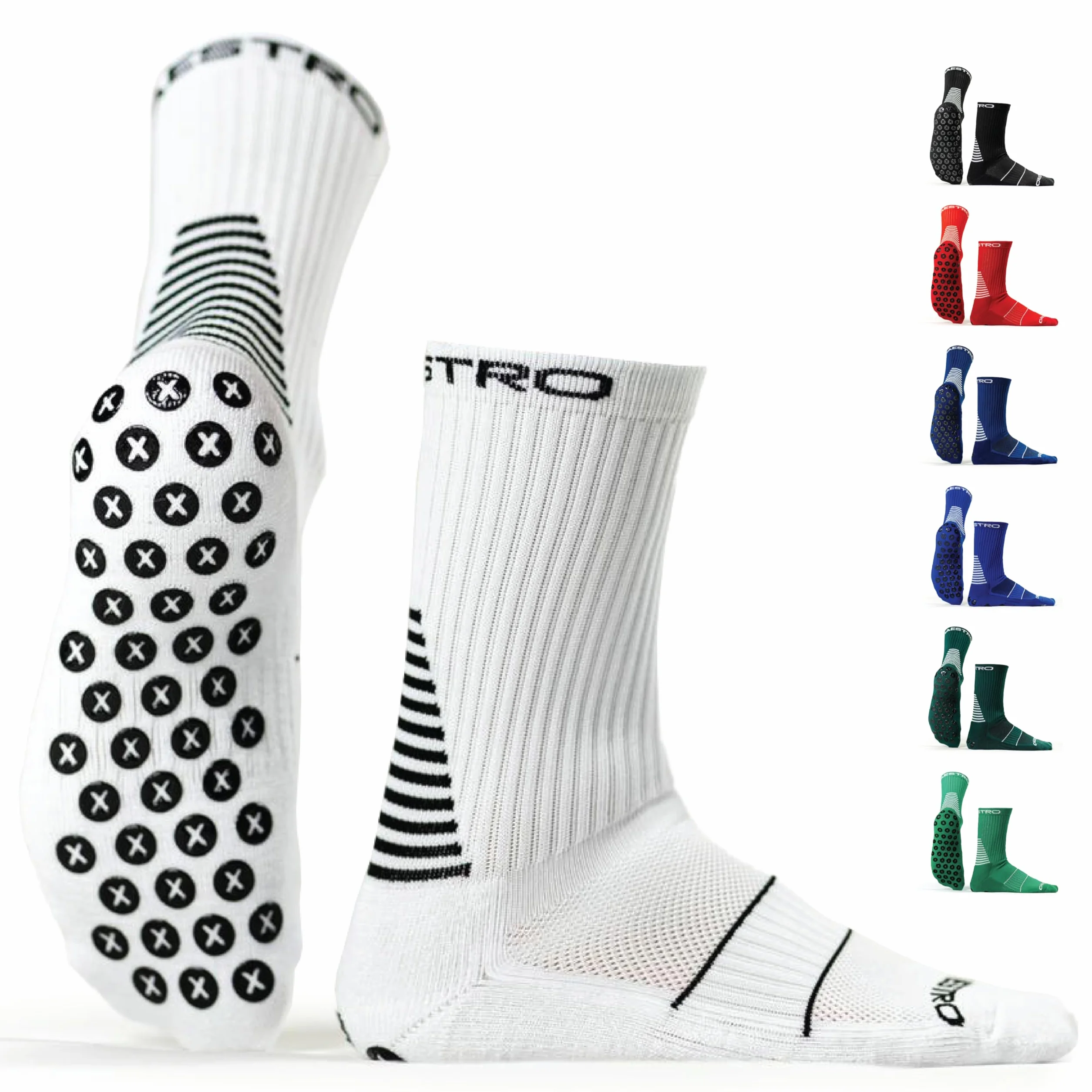 MAESTRO SPORTSWEAR Gsk-CW Maestro Grip Socks-Calzini Antiscivolo da Uomo, Basket, Hockey, Calcio
