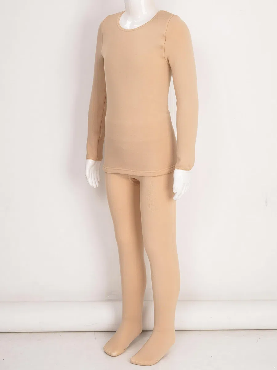 Oyolan Bambino Ragazza Set Termico Pile Maglia Manica Lunga Pantaloni Biancheria intima Calda Inverno Vestito Danza Sport 1-14 Anni