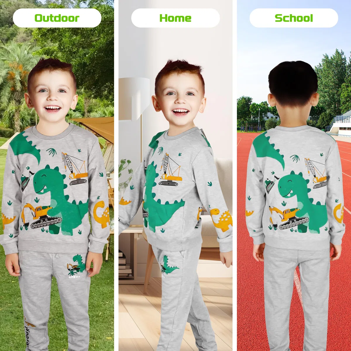 Tuta Sportiva Ragazzo Cotone Bambini Abbigliamento Sportivo Manica Lunga Maglieria Abiti Felpa Pantaloni Sweatshirt Jogging Autunno Inverno Primavera Suit Animale Stampa Bambino 2-7 Anni
