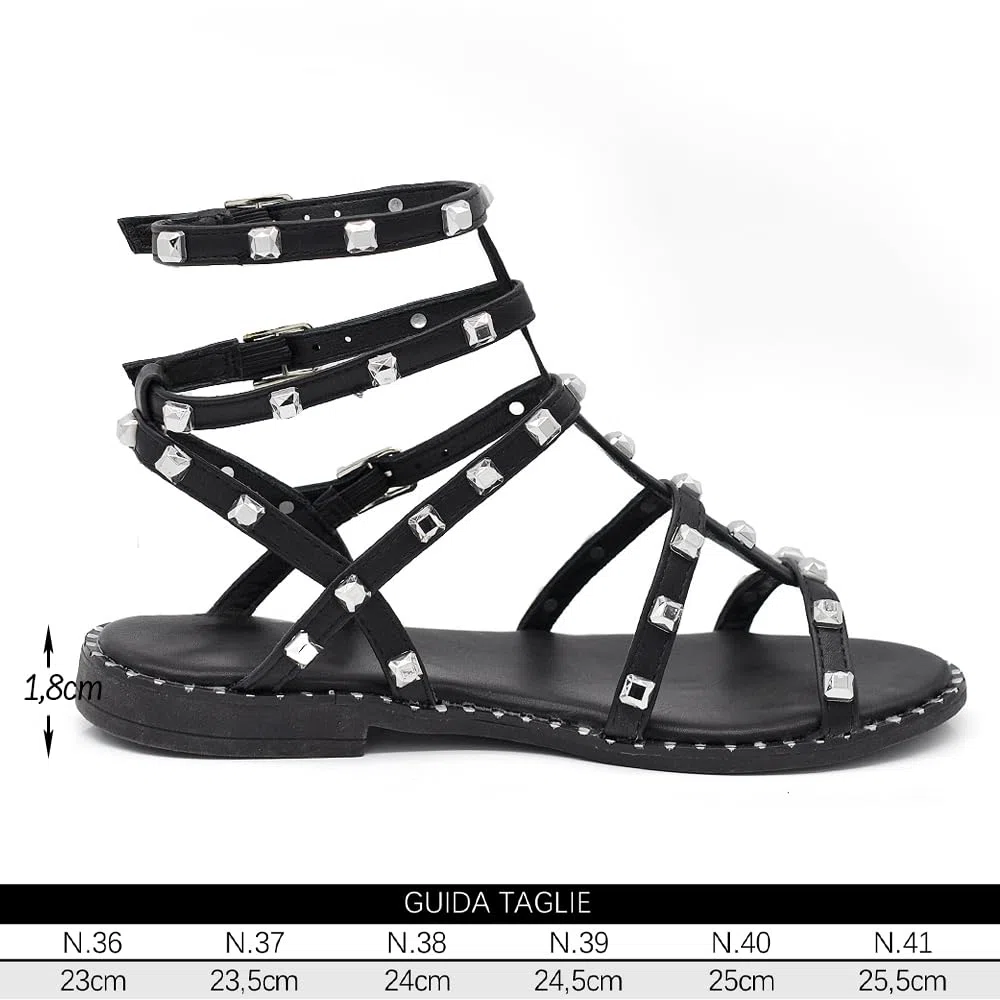 IF Fashion Scarpe Sandali Infradito Gladiatore Stivali Estivi da Donna Con Borchie Pelle Sintetica 6868-136