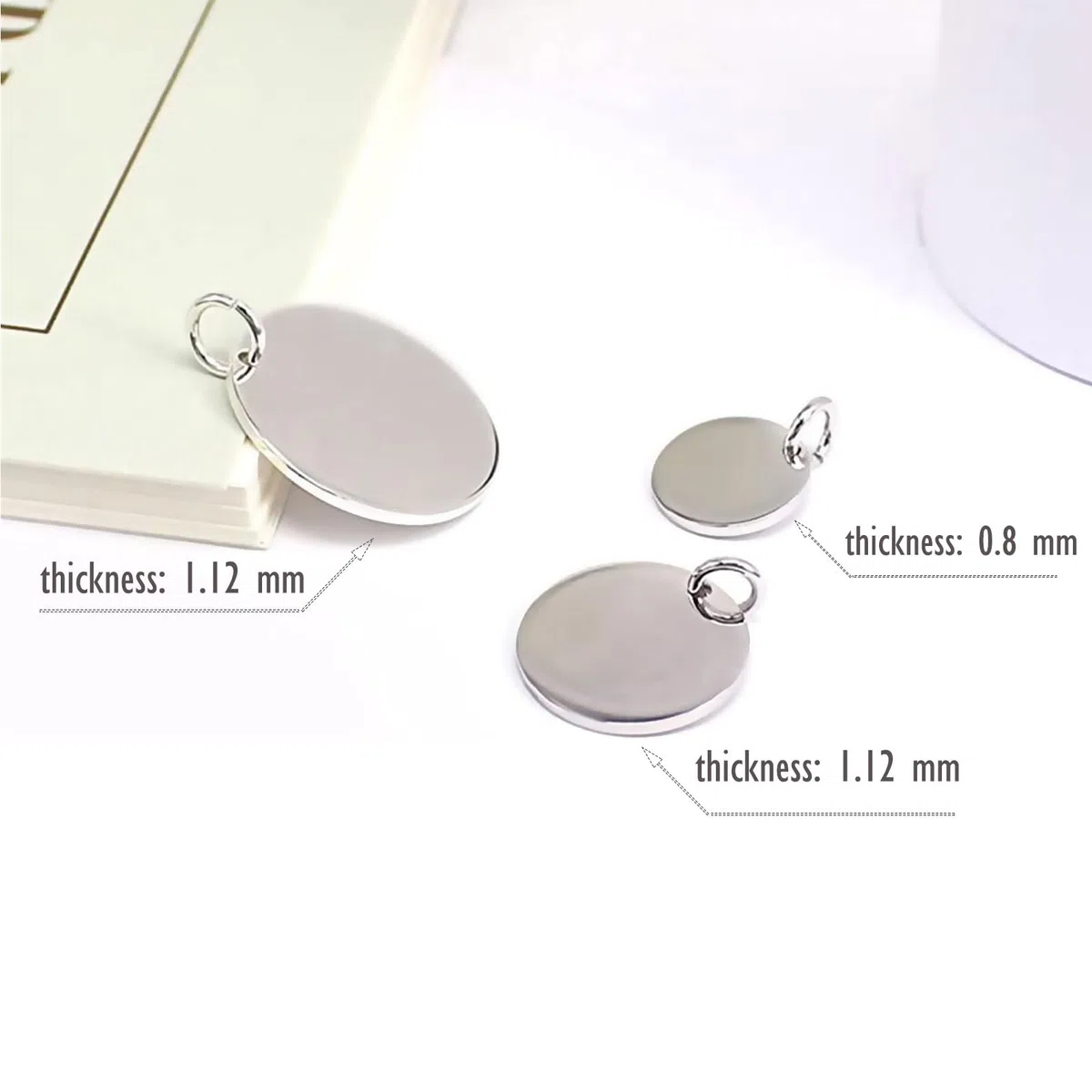 Ciondolo per collana in argento Sterling 925 Ciondolo rotondo inciso per donna e uomo 11mm 15mm 20mm di diametro, 11mm, Metallo, Nessuna indicazione.