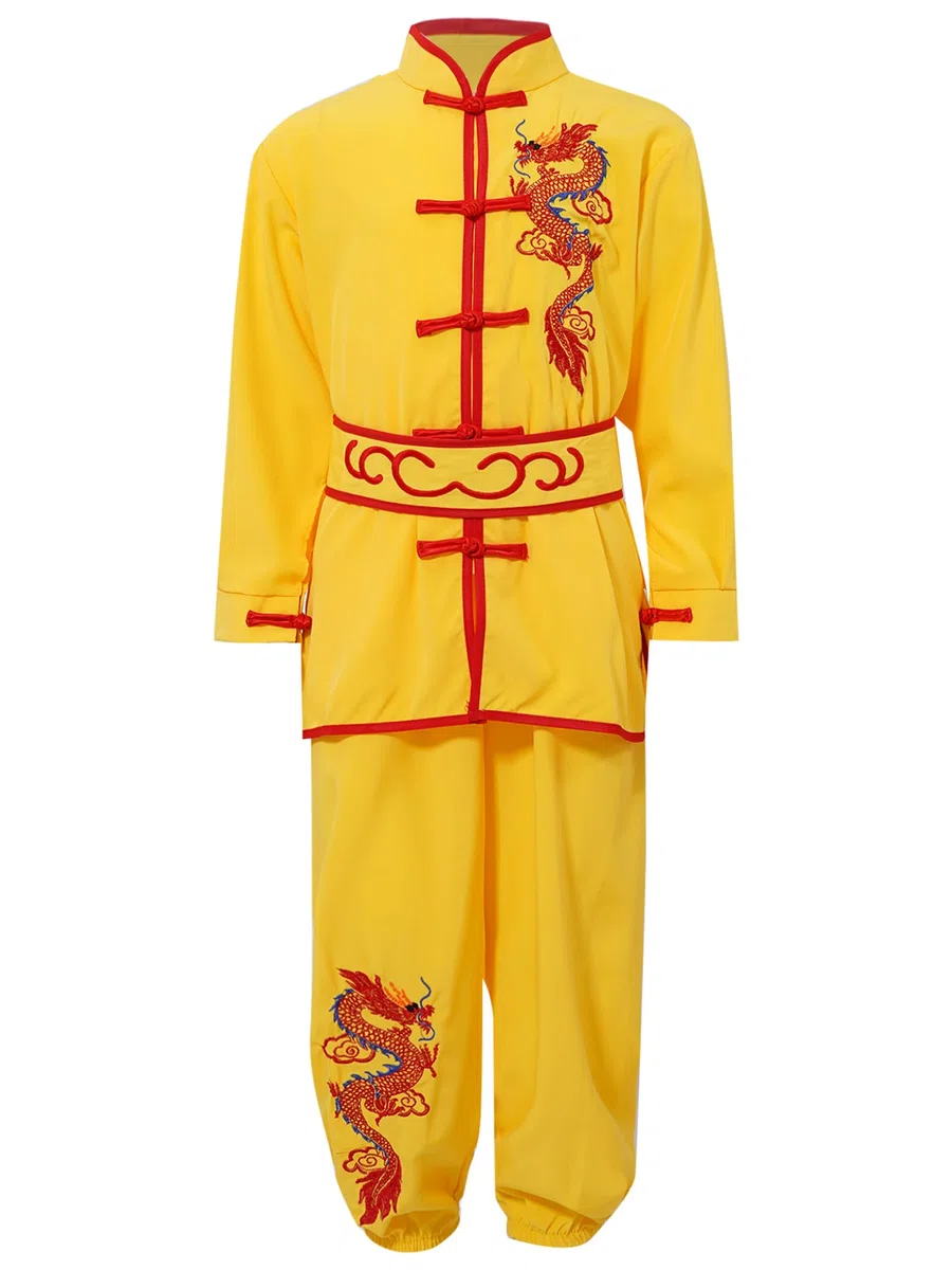 Mufeng Bambino Uniformi di Kung Fu Tang Suit Abiti Cinesi di Tai Chi Abbigliamento per Arti Marziali Camicia Cappotto Costume da Spettacolo Teatro