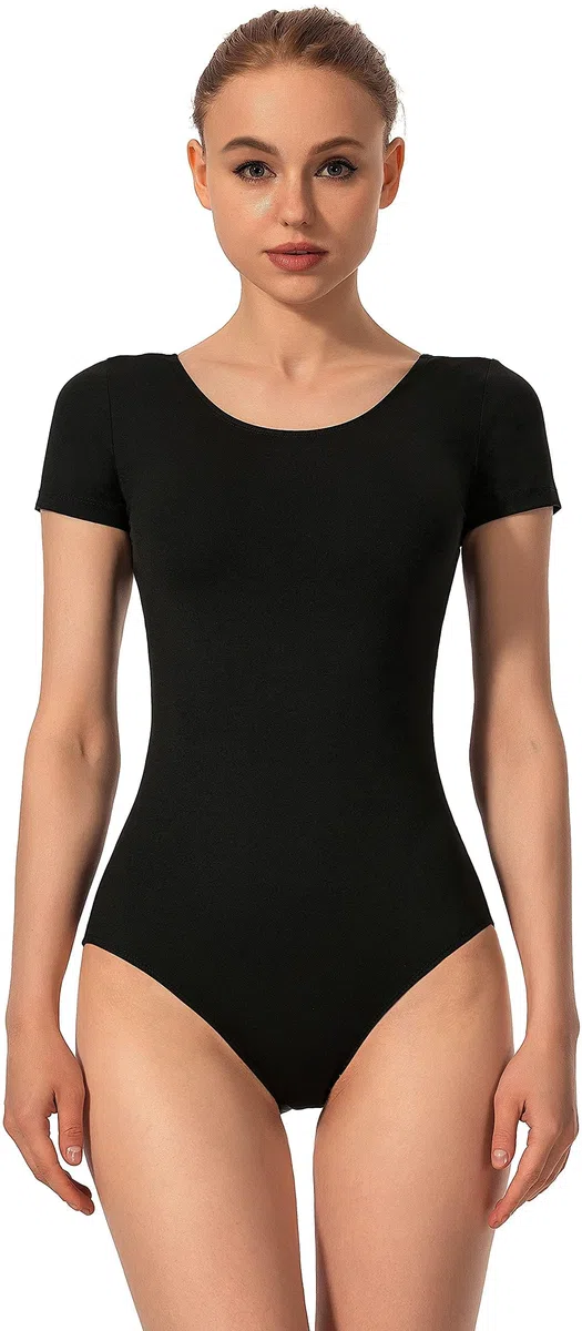 Danza Leotard per Donne Balletto Manica Lunga Ginnastica Classica Danza Squadra Basic Manica Corta Body da balletto Fodera Frontale Completa