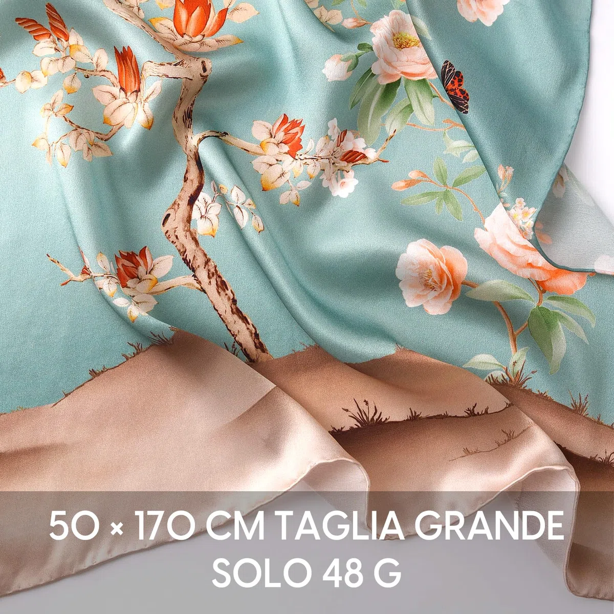 Foulard Donna Seta di 100% Seta, Stola Elegante Cerimonia Chiffon Leggera, Sciarpa Primaverile con Fantasia Colori, Adatto a molteplici occasioni