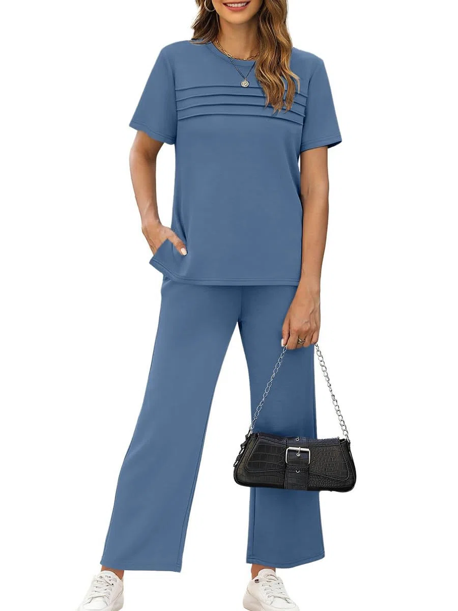 shownicer Completo Donna Pantaloni Tuta Estivo 2 Pezzi Set Maniche Corte Top E Pantaloni Curvy Completo Due Pezzi Completi Tute da Jogging Casual Outfit