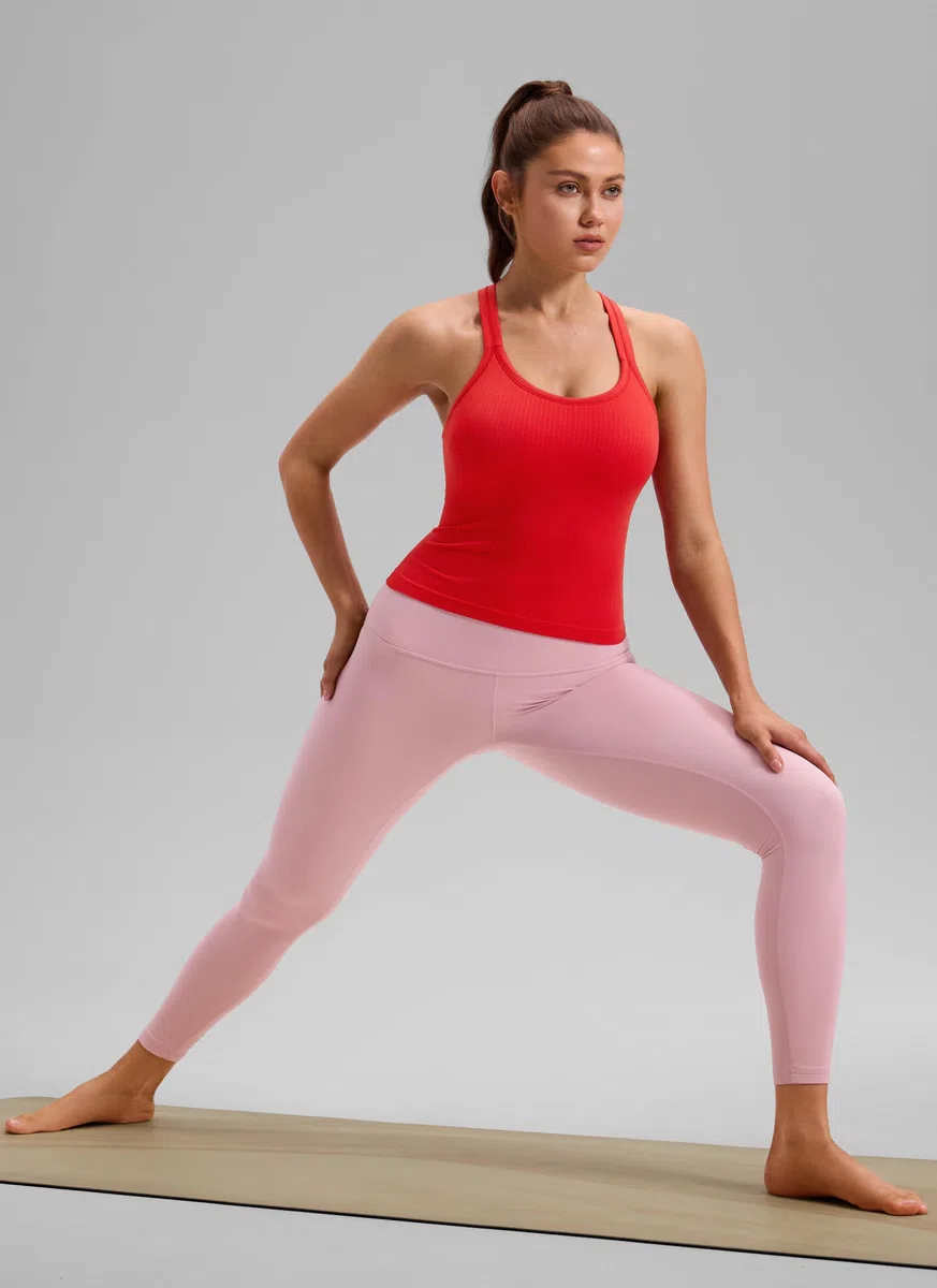 CRZ YOGA Seamless Costolato Canotta da Donna Y-Indietro Canottiere con Reggiseno Incorporato Imbottita
