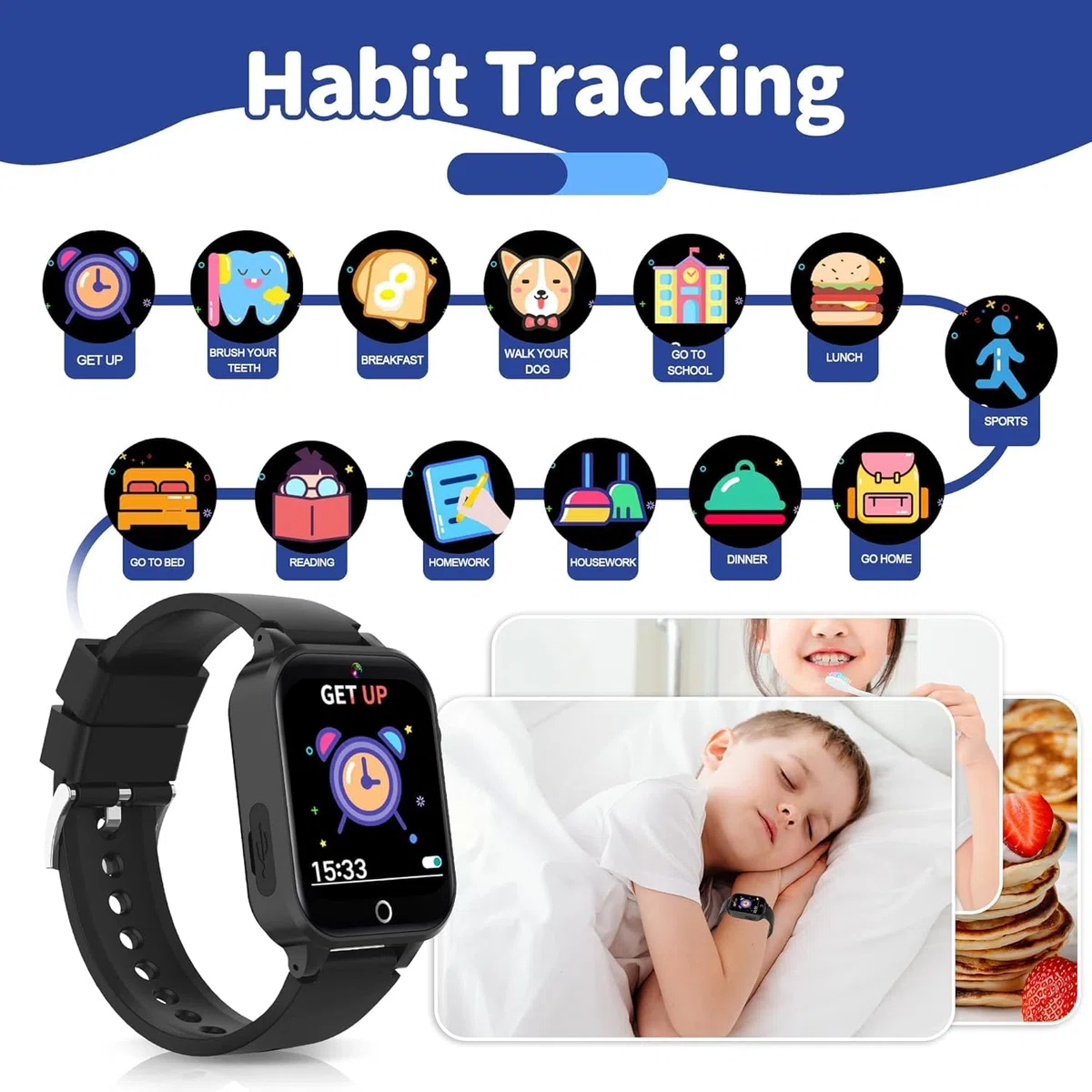 Smartwatch per Bambini - 26 Giochi, Contapassi, Calorico, Fotocamera, Musicale, Torcia, Sveglia, Giocattoli Educativi, Regalo di Compleanno [Scheda SD integrata]