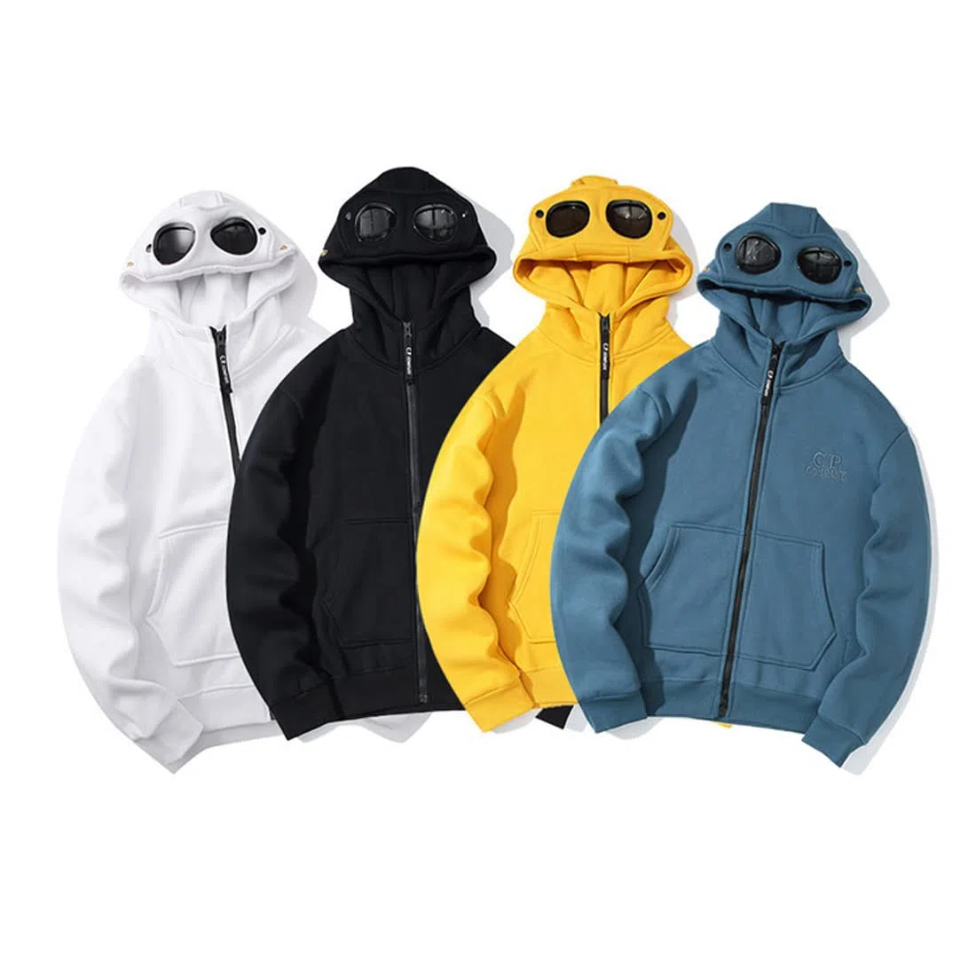 Felpa con cappuccio unisex con cappuccio e cerniera con cappuccio e decorazione per occhiali da sole