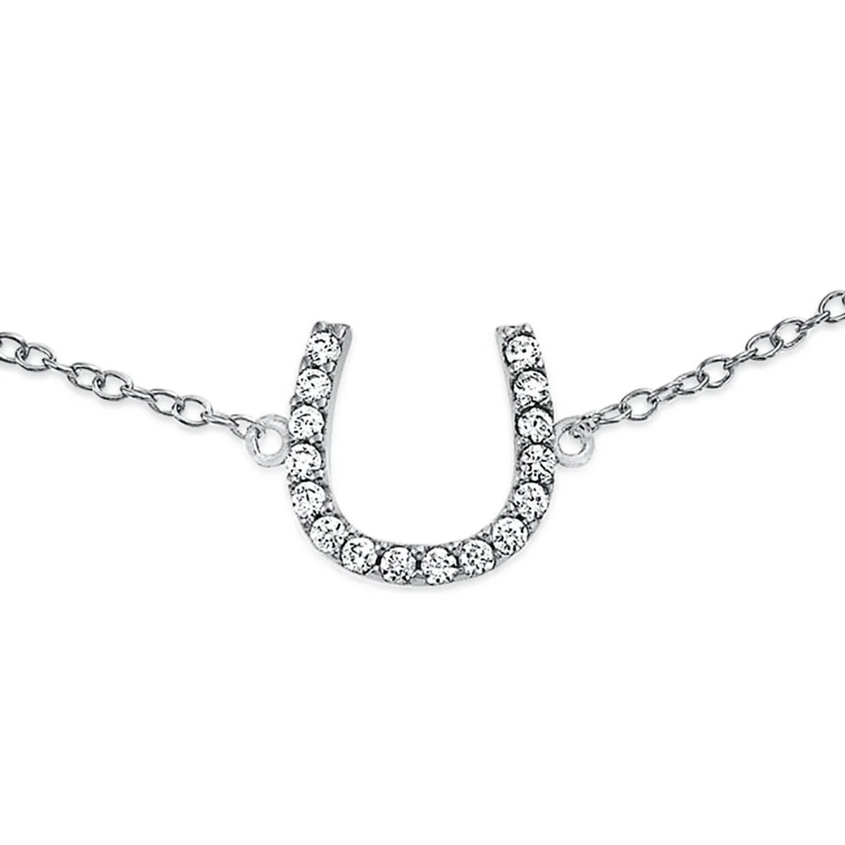 Cavigliera con ciondolo a ferro di cavallo e accenti delicati in CZ, gioiello western portafortuna per donne e adolescenti, placcato oro in argento sterling .925, lunghezza 9-10 pollici.
