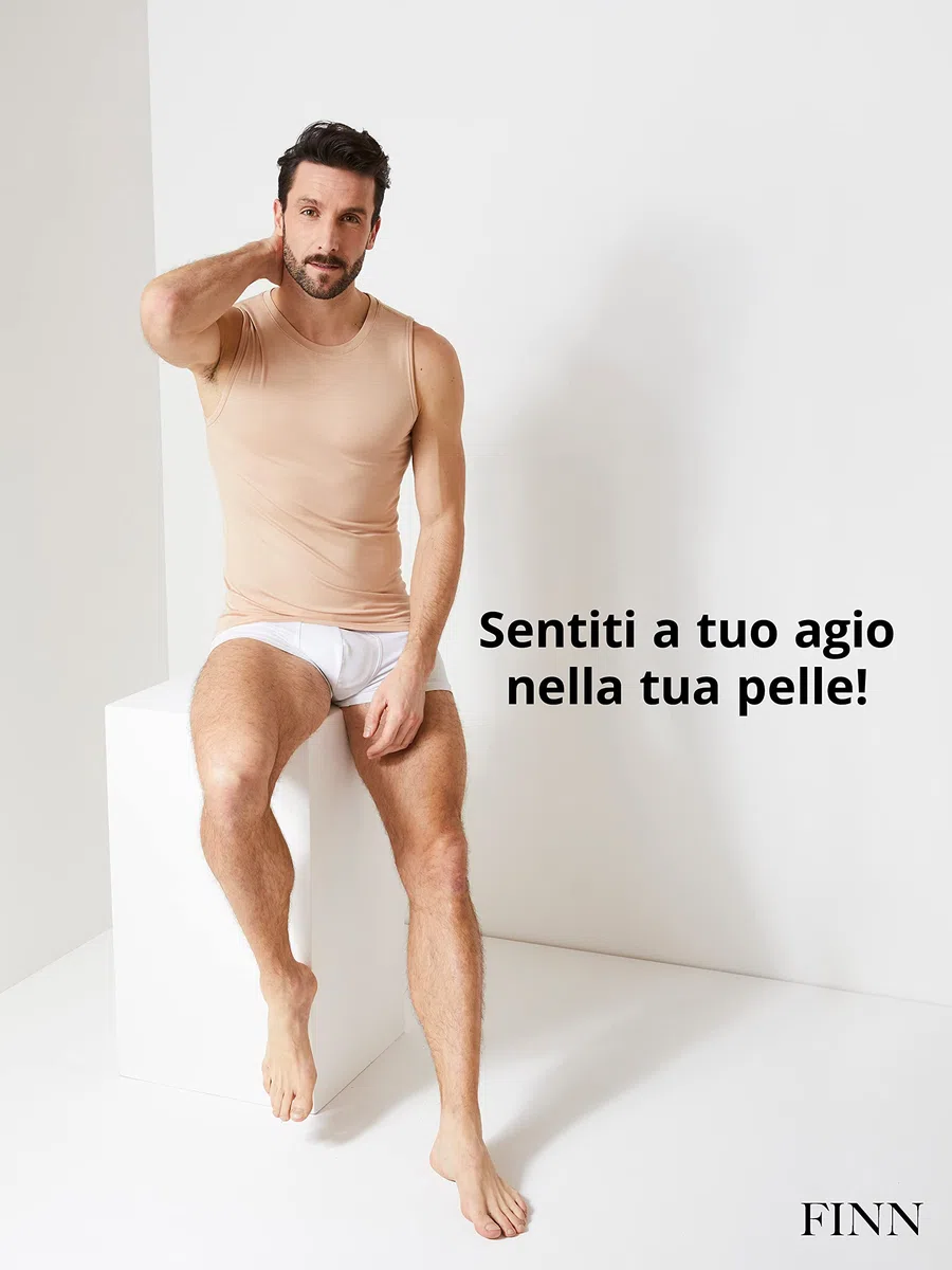 FINN Maglietta Intima Business Uomo Senza Maniche con Collo Rotondo - Maglia Sottogiacca in Originale Tessuto Lenzing® Modal - La Canotta Perfetta sotto Camicia e Abito