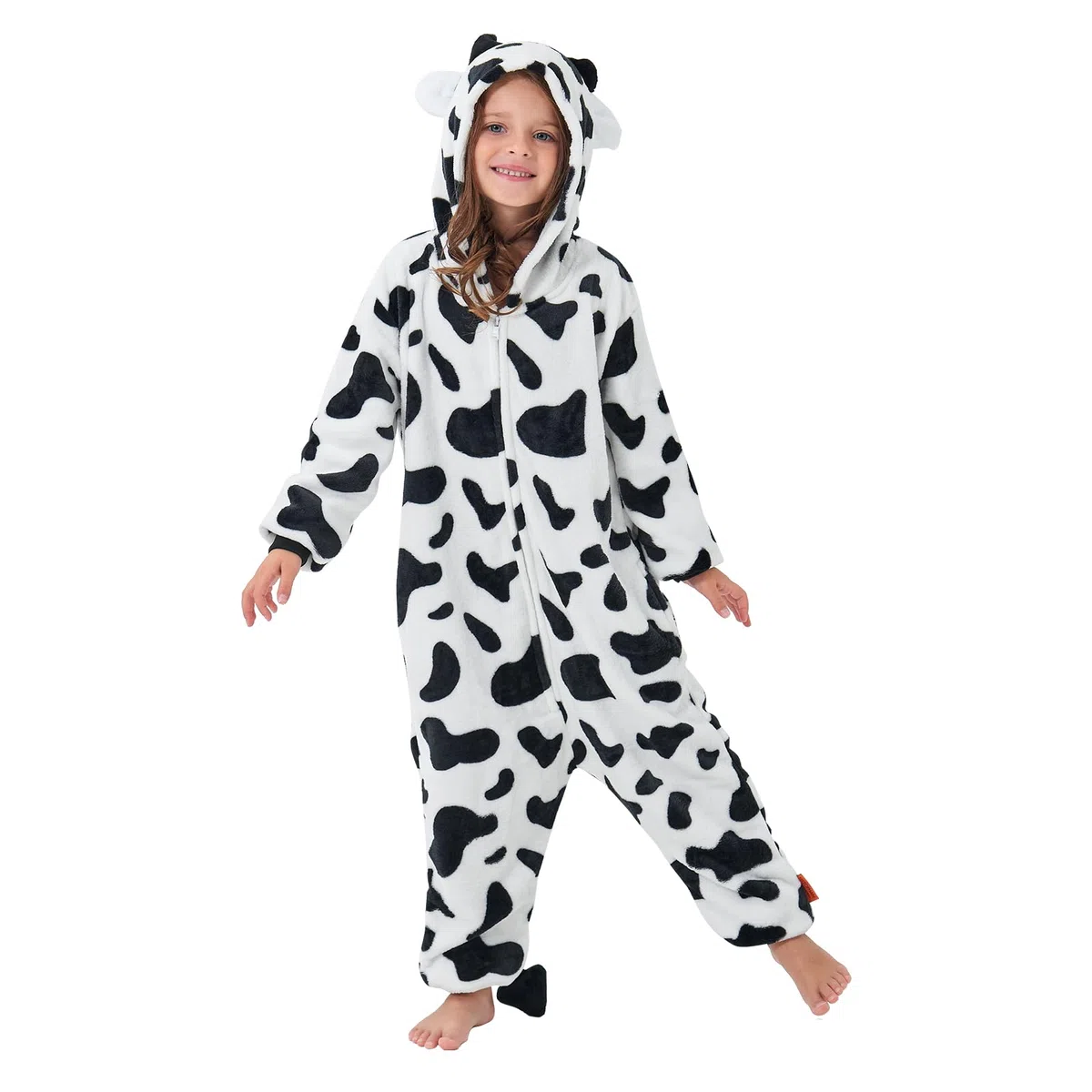 Pigiama invernale con cappuccio, unisex, con mucca, dinosauro, rana, koala, coniglietto, panda, tutina in morbido pile extra spesso
