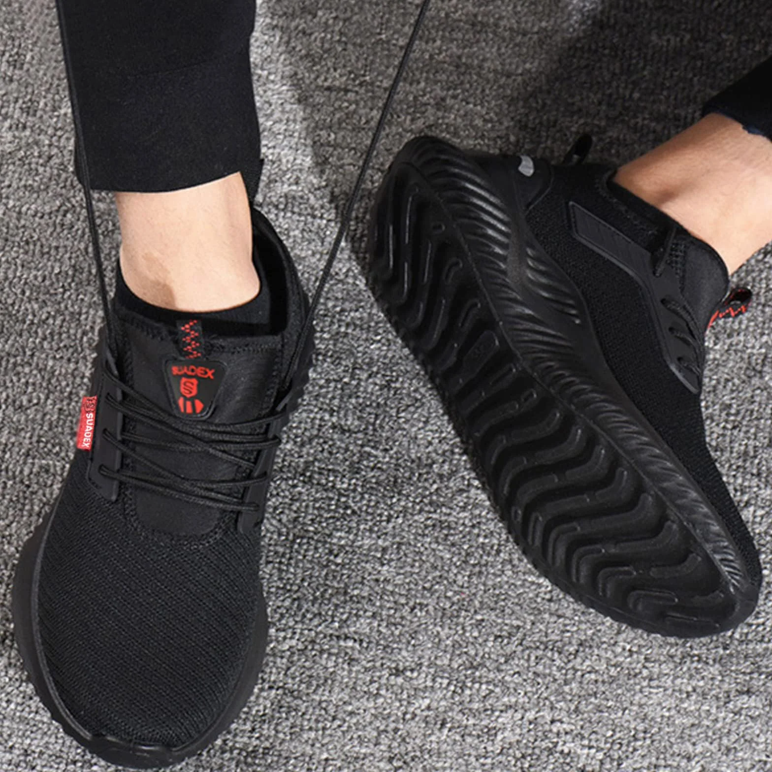 SUADEX Scarpe Antinfortunistiche Uomo Donna Leggere Scarpe da Lavoro Ammortizzazione Leggeree Sportive CantierTraspiranti Sicurezza con Puntale in Acciaio EU 37-48