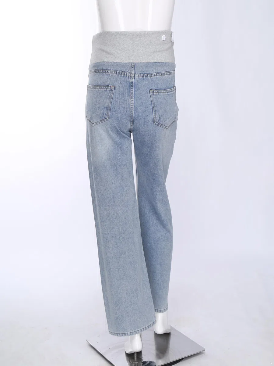 Freebily Jeans Premaman per Donne Incinte Pantaloni Premaman Lunghi con Tasche Pantalone da Lavoro Casual Maternity Jeans maternità Leggings per Gravidanza