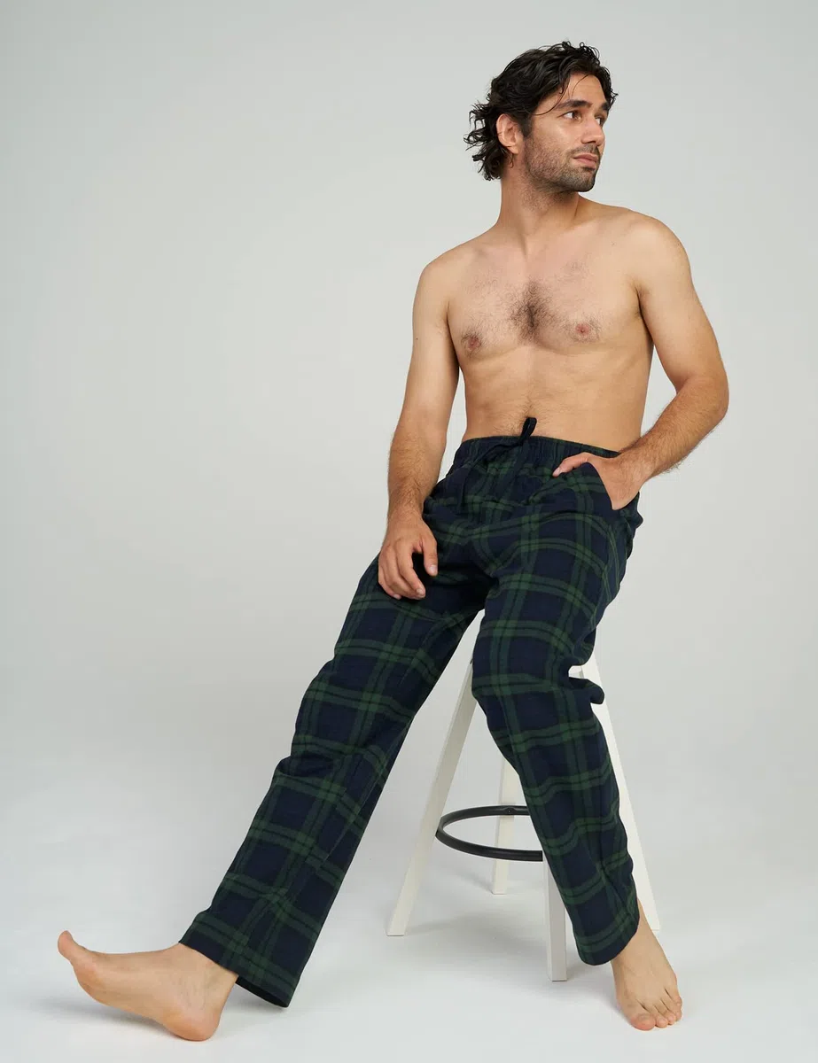 LAPASA Pantaloni Pigiama Uomo a Quadri, Pantaloni da Casa Lunghi Comodi con Tasche Laterali (M39 Flanella di Cotone / M128 Micropile)