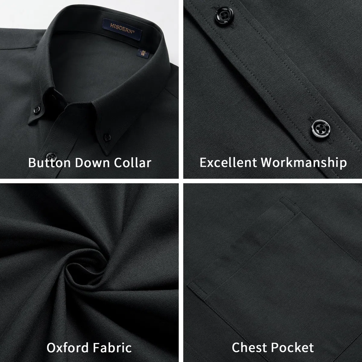 HISDERN Camicia Uomo Oxford Maniche Corte Button Down Camicie Uomo Estiva da Ufficio Manica Corta con Tasca vestibilità Regolare