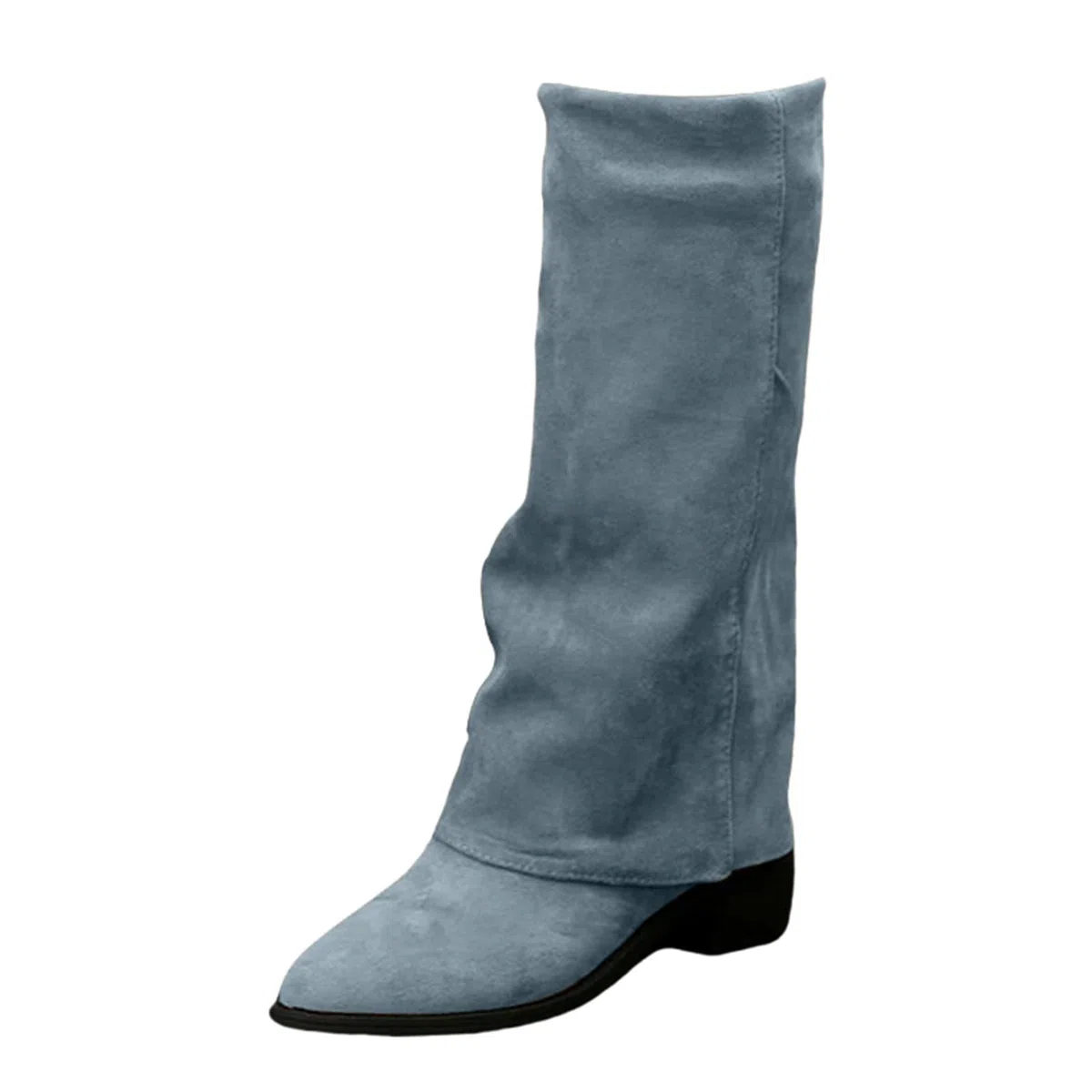 Stivali alti al ginocchio, da donna, pieghevoli, da donna, con tacco, con tacco a blocco, stivali lunghi da donna, eleganti e comodi