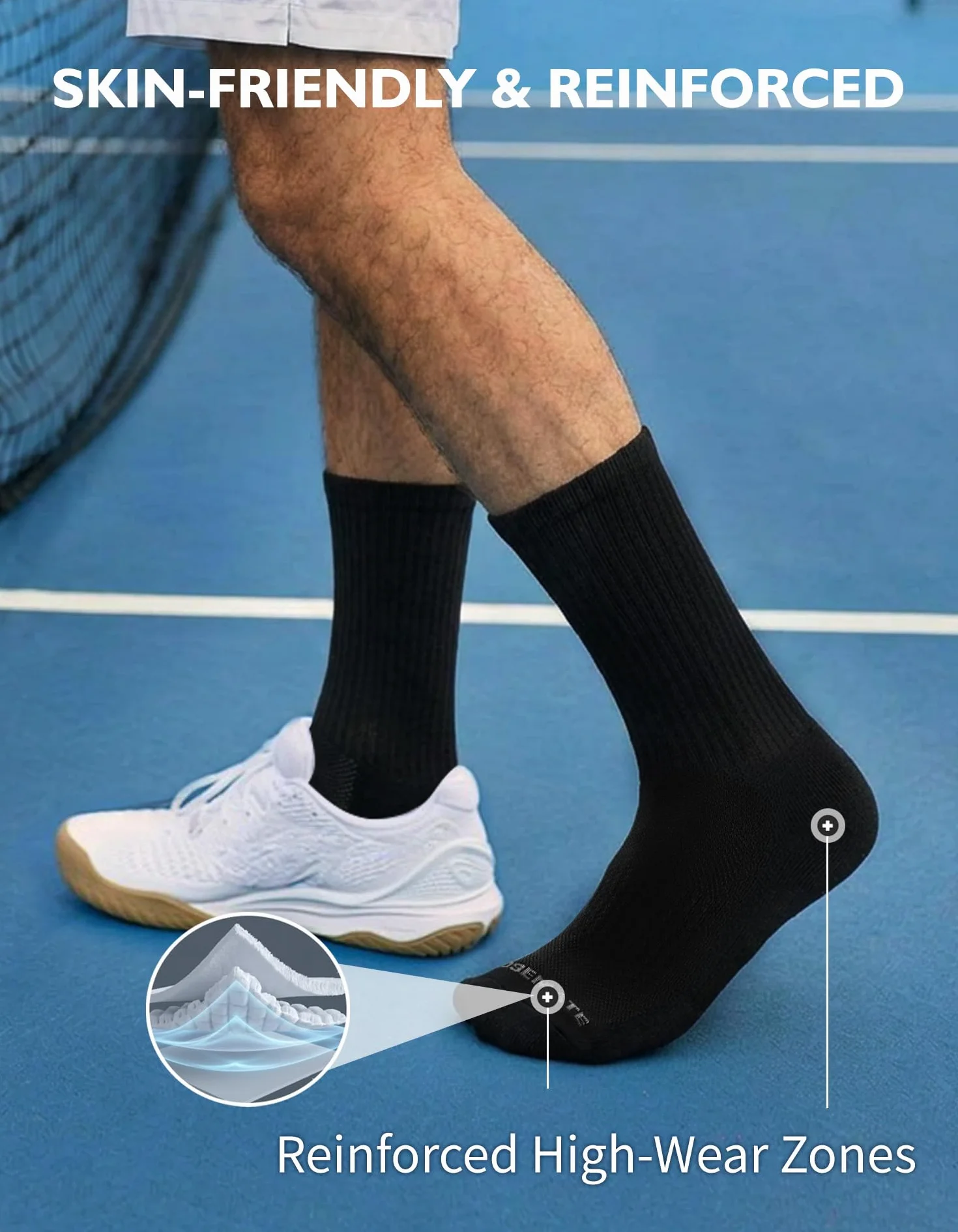 CLOSEMATE Calzini Uomo Sportivi Cuscinetto Set 6 Paia Cotone Traspiranti Comodi Per Corsa Allenamento Palestra