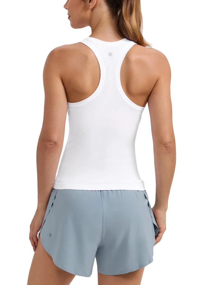 CRZ YOGA Canotte da Donna Senza Cuciture Camicie a Collo Alto da Allenamento con Retro Scollato