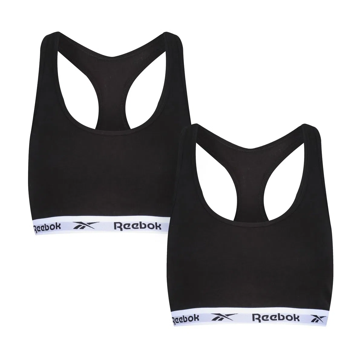 Reebok Womens Crop Top Frankie Black/White Elastic T-Shirt Donna