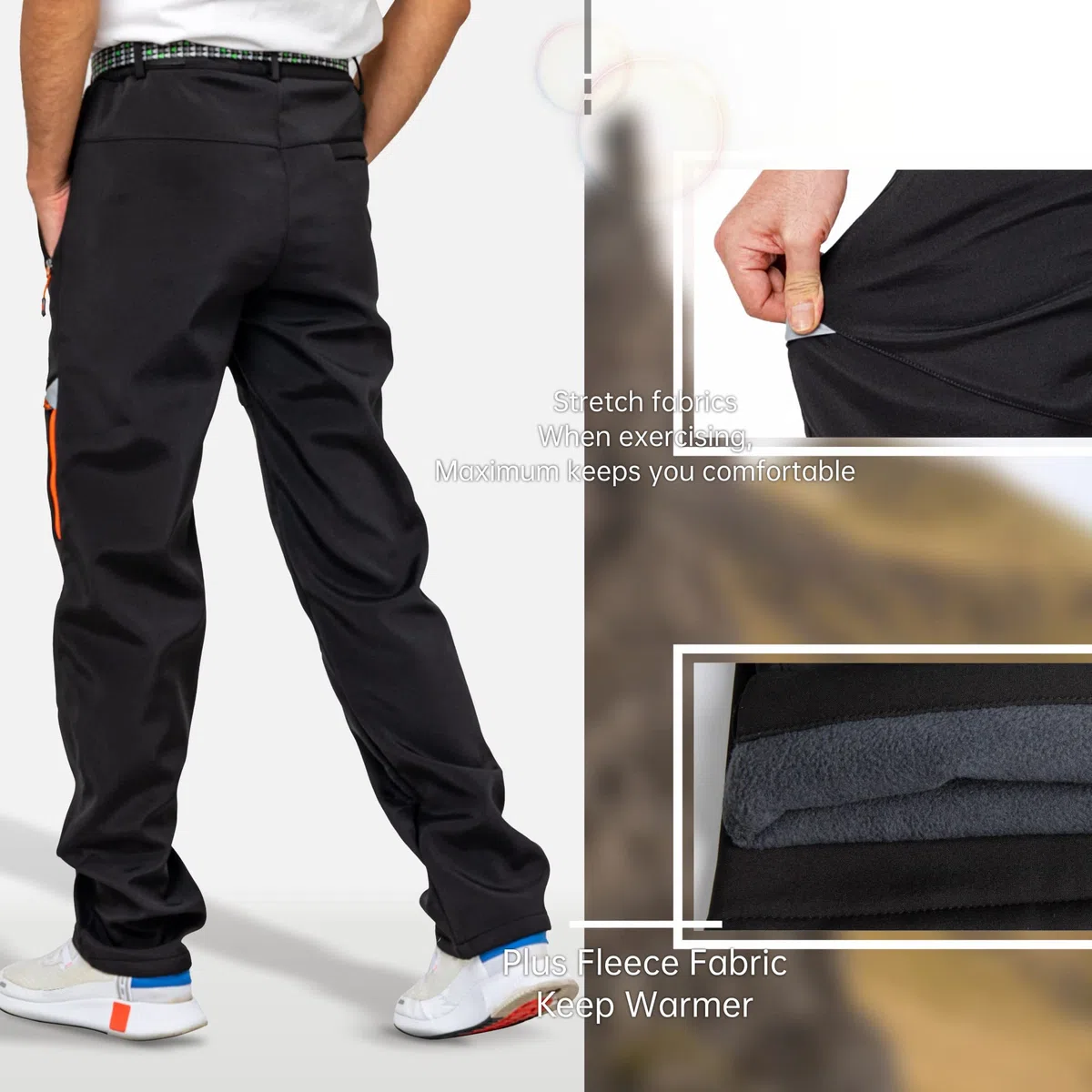 Pantaloni Invernali All'aperto da Uomo Foderato in Pile Antivento da Neve Pantaloni Soft Shell Caldo Escursionismo A Piedi Golf Pesca Arrampicata Pantaloni