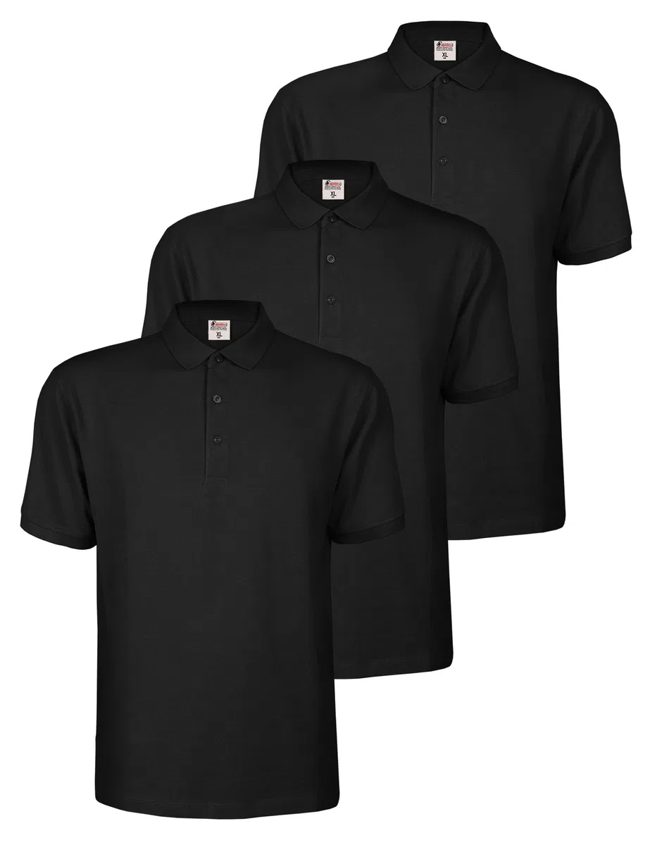 ALPIDEX Set da 3 Polo Uomo Manica Corta 100% Cotone Maglietta Camicia Casual Tinta Unita S M L XL XXL 3XL 4XL 5XL