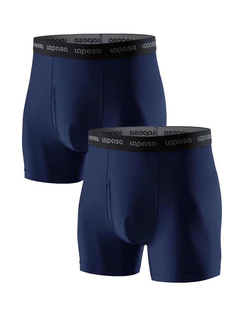 LAPASA Pacco da 2 Boxer Asciugatura Rapida a Vita Alta Uomo M16 - Mutande Sportive Elasticizzate Abbigliamento Intimo Leggeri Traspiranti in Rete Viaggio