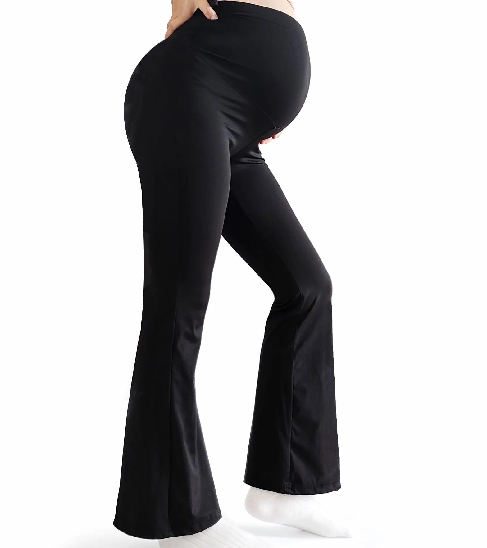 Leggings Premaman sul Pancione, Pantaloni Premaman da Donna Yoga Bootcut in Gravidanza per Lavoro Lounge Sportivi, Leggings Premaman Morbidi e Burrosi Flare