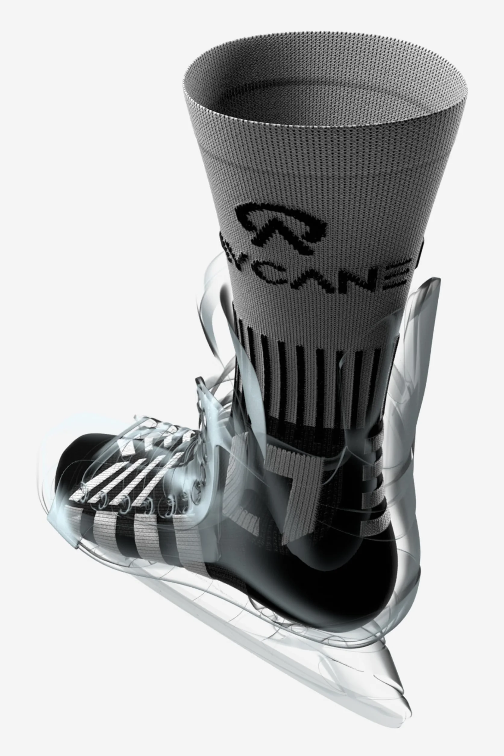 Powerlight - Calzini da hockey su ghiaccio, ultra leggeri, ad asciugatura rapida, senza cuciture, con protezione contro i lacci e vestibilità perfetta sul pattino, colore: Nero