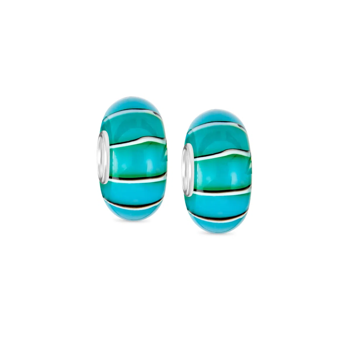 Distanziale Con Ciondolo In Giada Verde Solida E Turchese Blu Perline Per Donne E Adolescenti In Argento Sterling .925 Adatto Per Braccialetto Europeo