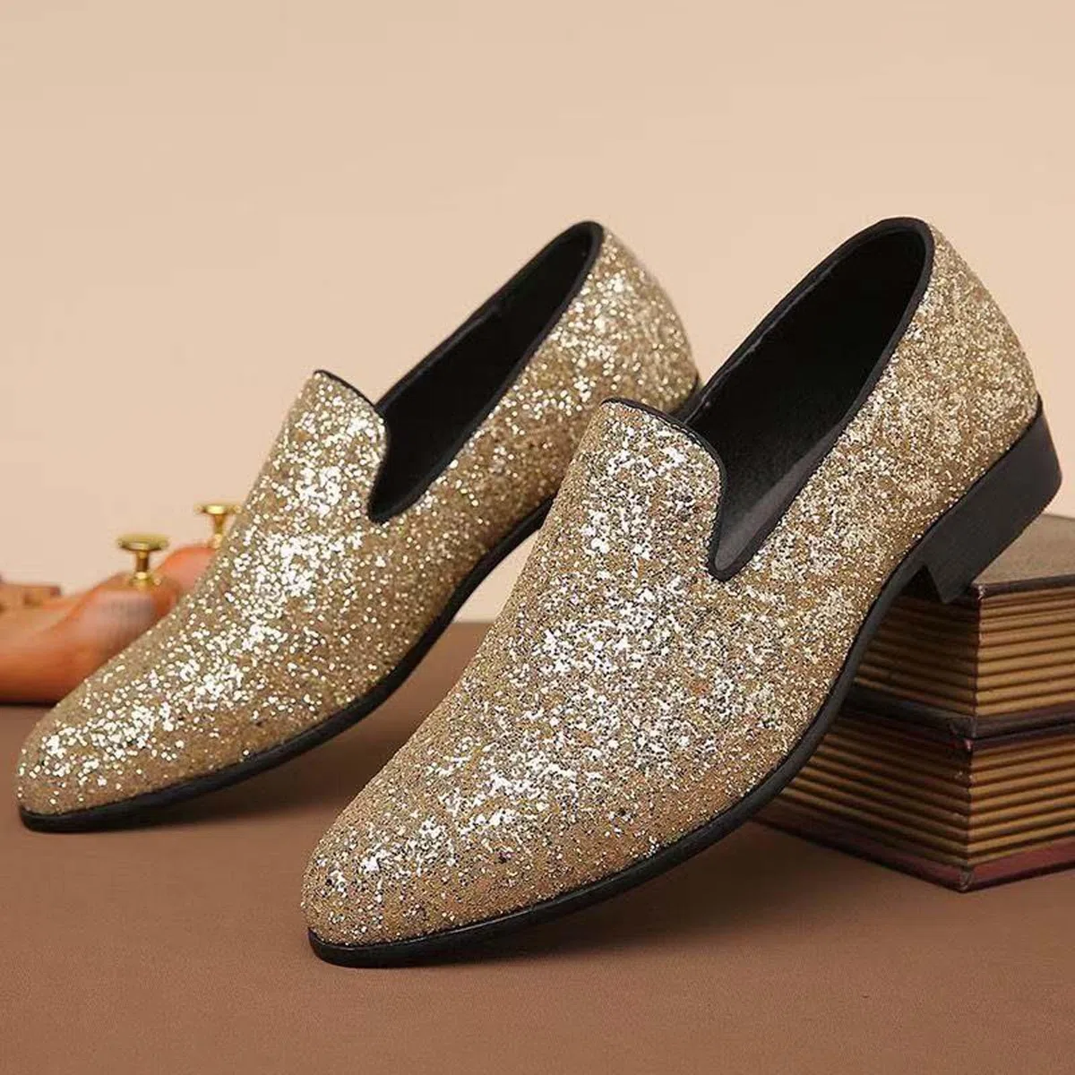 Generisch Scarpe da sera da uomo, con paillette, con brillantini, eleganti e luccicanti, con strass