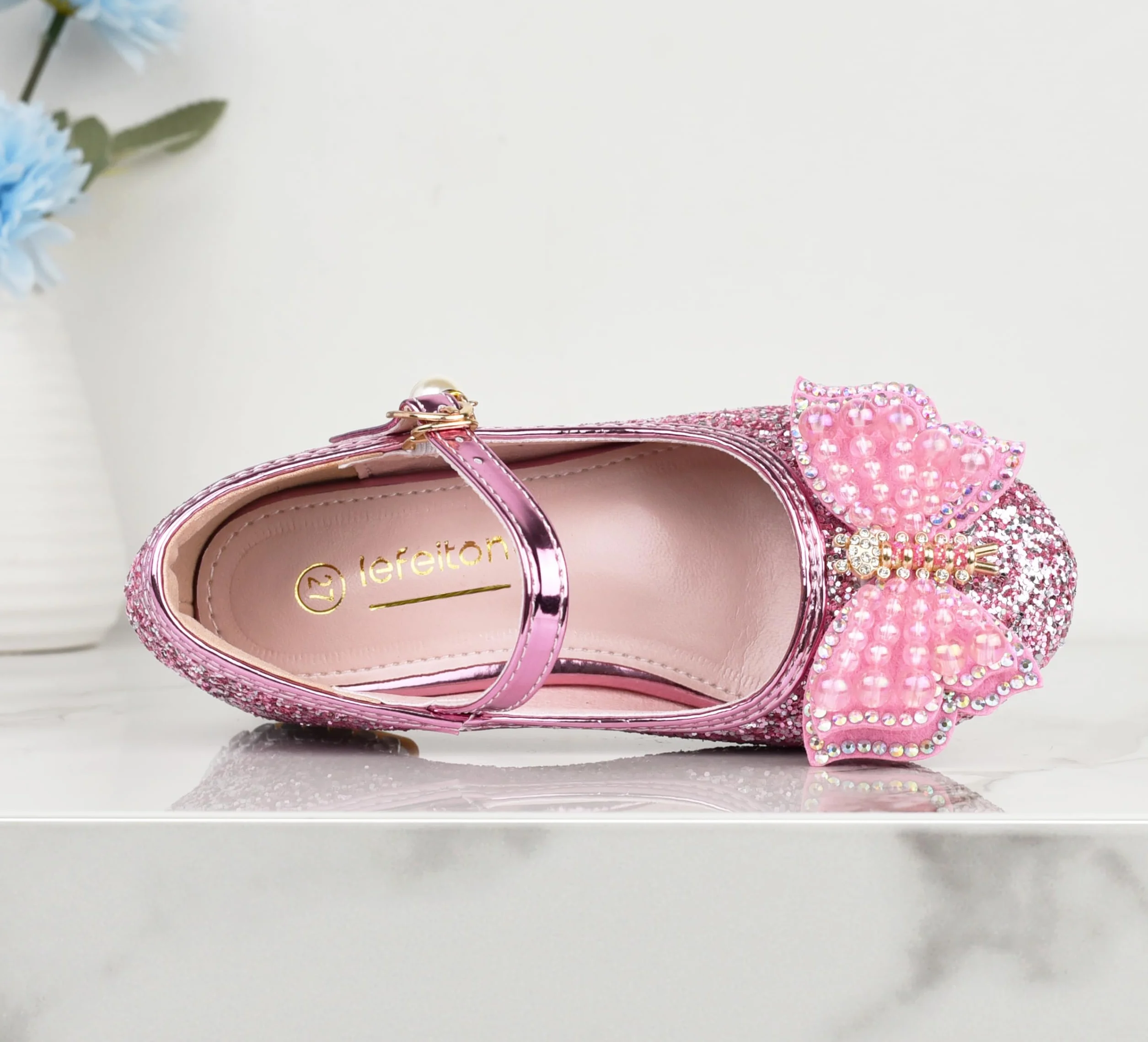 Scarpe Principessa, Scarpe Glitterate per Ragazza Bambina Bimba, Scarpe Cosplay con Paillettes Eleganti per Festa Cerimonia