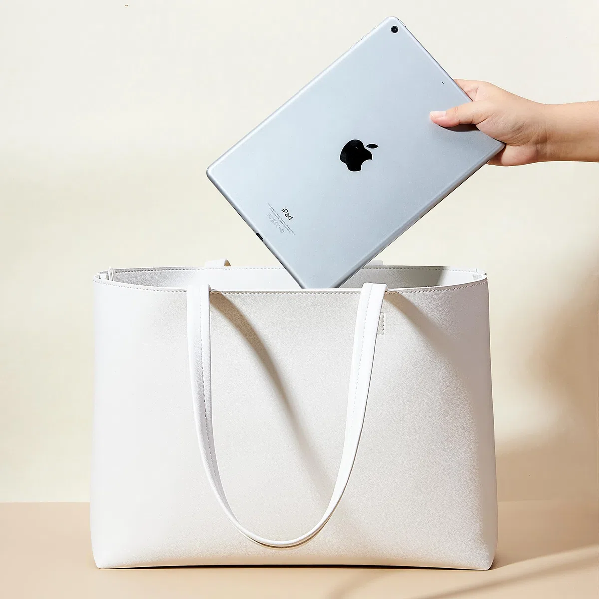 KALIDI - Grande borsa a mano da donna in pelle sintetica PU, shopper, tote bag, impermeabile, con chiusura lampo, per lavoro, viaggi, shopping, scuola