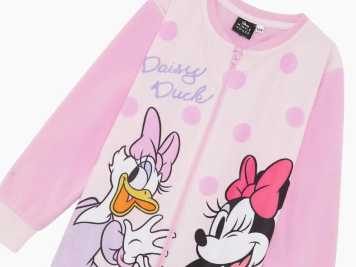 Disney Pigiama intero in pile, per bambine, prodotto ufficiale, con Minnie Mouse e Paperina, rosa, età 2-8 anni