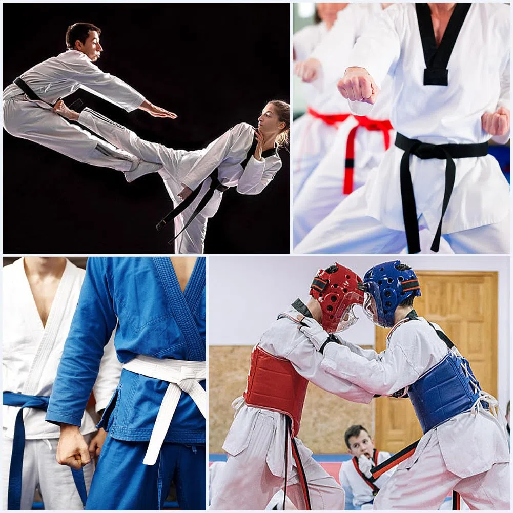 CREATCABIN Cinture Bianche Karate in Poliestere Arti Marziali Judo Jiu-Jitsu Brasiliano TKD Aikido Cintura Grado Uniforme Lunga e Morbida vestibilità Universale Cinture Taekwondo Adulti Uomo 300cm