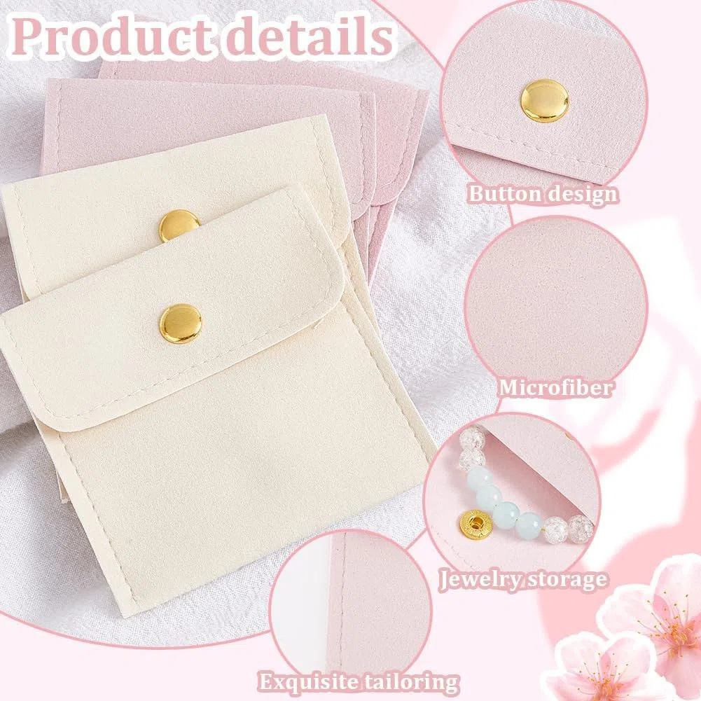 PH PandaHall 40pz Sacchetti per Gioielli Microfibra Sacchetti Gioielli con Bottone a Pressione, 2 Colori Piccola Borsa per Confezione Regalo Collana Bracciali Orecchini Anelli, 8x8cm