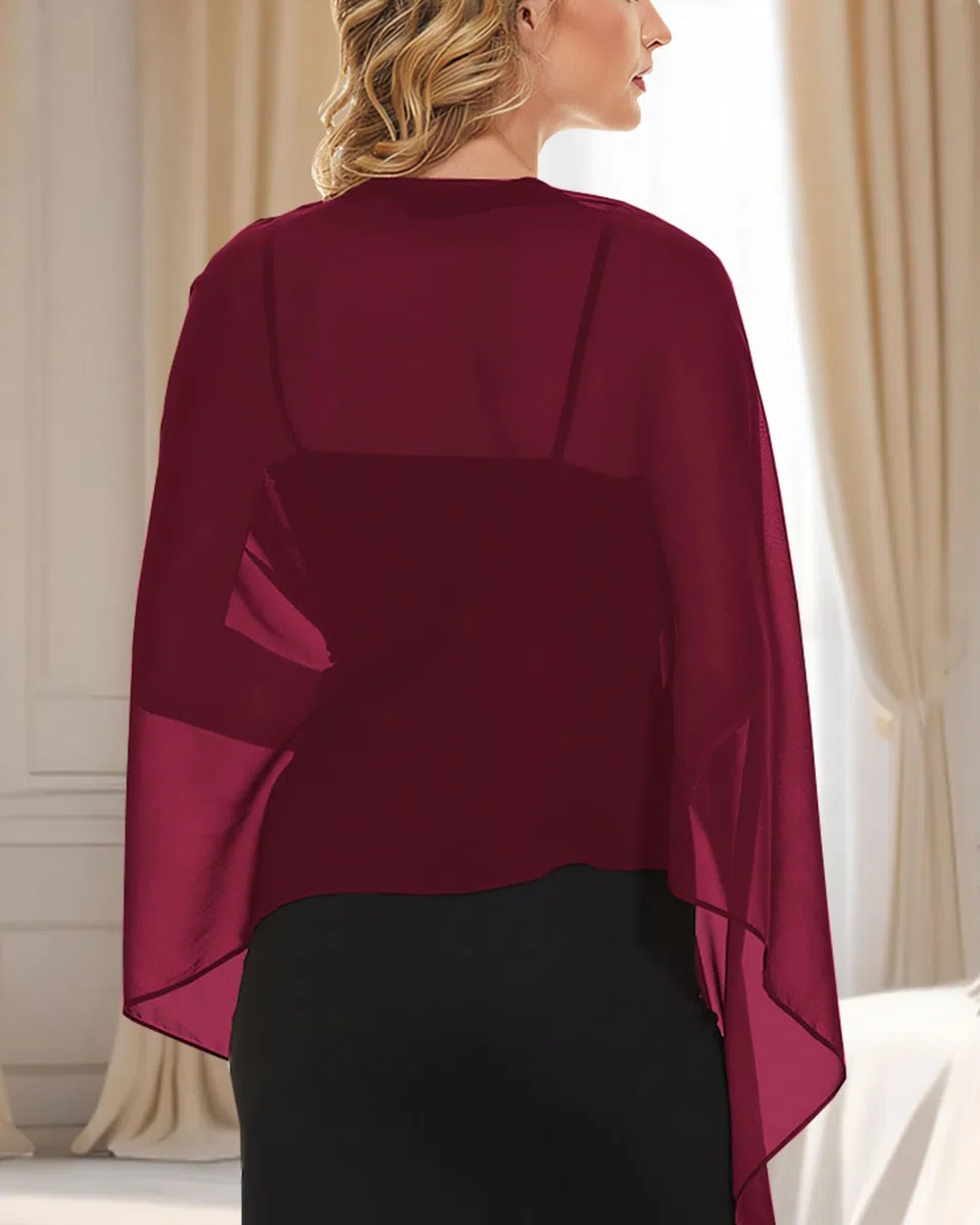Sciarpa da donna in chiffon, scialli e impacchi per abito da sera elegante per matrimonio