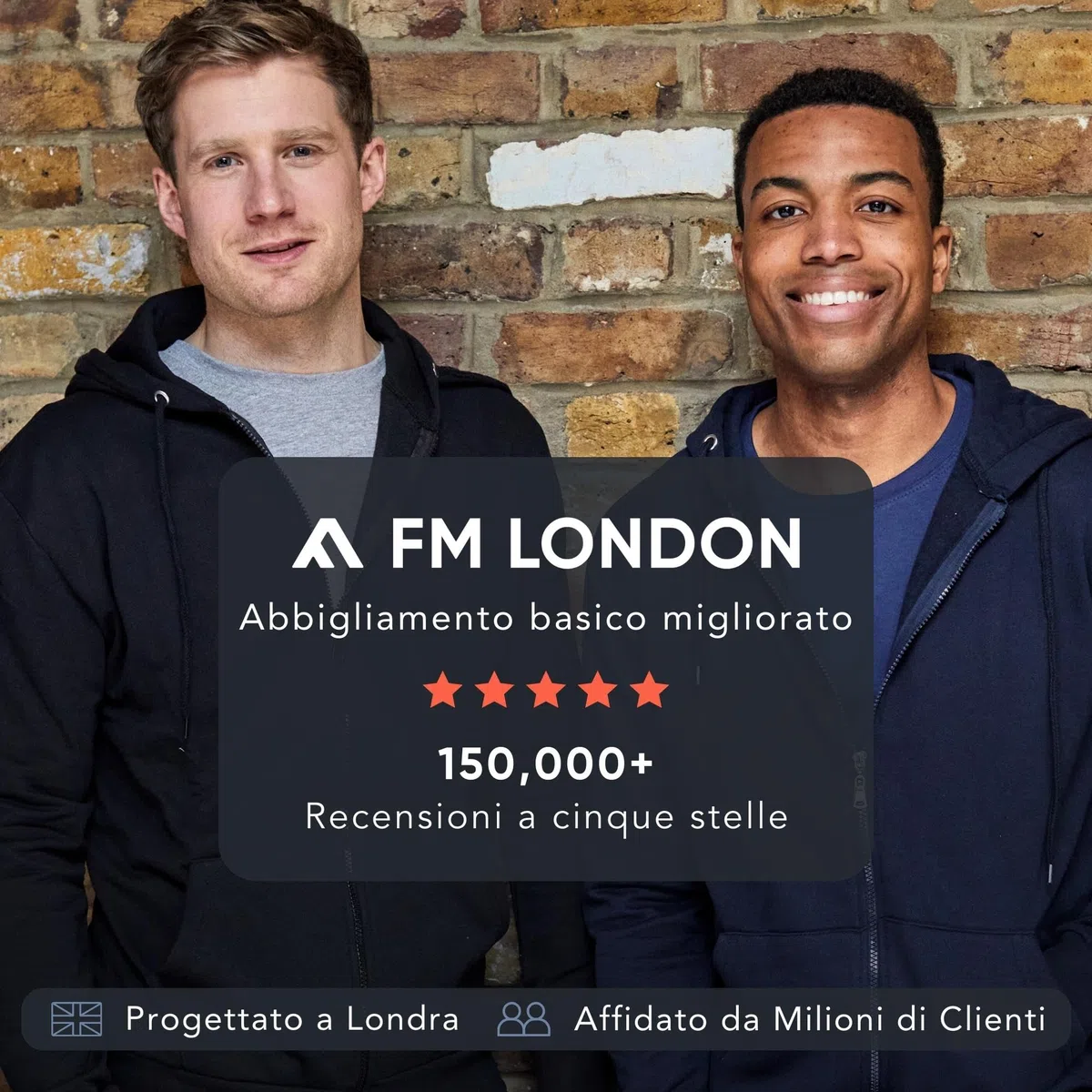 FM London, Felpa da Uomo con Cappuccio e Zip e Fodera in Pile