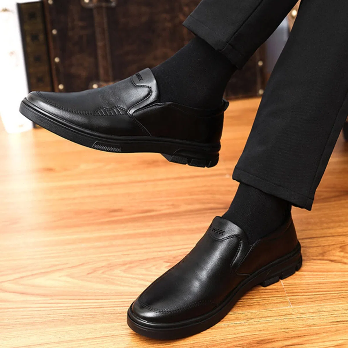 Scarpe da lavoro da uomo, classiche, Oxford, leggere, in lacca, larghe, eleganti, in pelle, con lacci