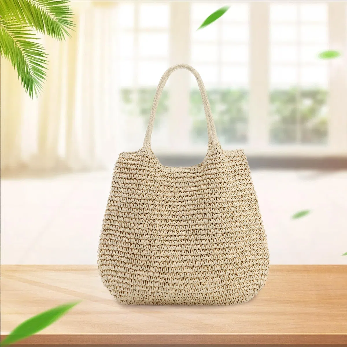 SUKUTU Grande borsa di paglia intrecciata da spiaggia Borsa estiva da donna Borsa a tracolla da donna