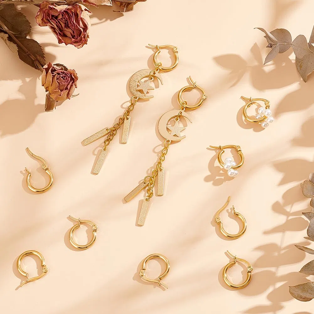 UNICRAFTALE Orecchini A Cerchio Dorati Ipoallergenici In Acciaio Inossidabile Con Perno Da Set Earwires Componenti