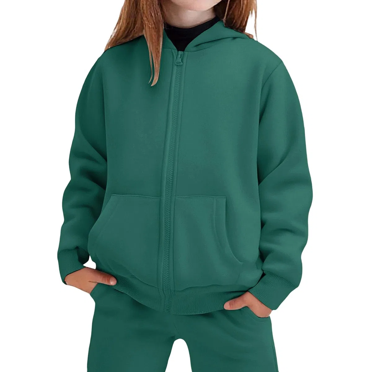 Fulidngzg Tuta Bambina Ragazza Invernale 3-14 Anni 2 Pezzi Felpa Pile con Zip Cappuccio e Pantaloni Sportiva Completo Ginnastica o Tennis Bambino Ragazzo Caldo Casual Elegante per Case All'Aperto