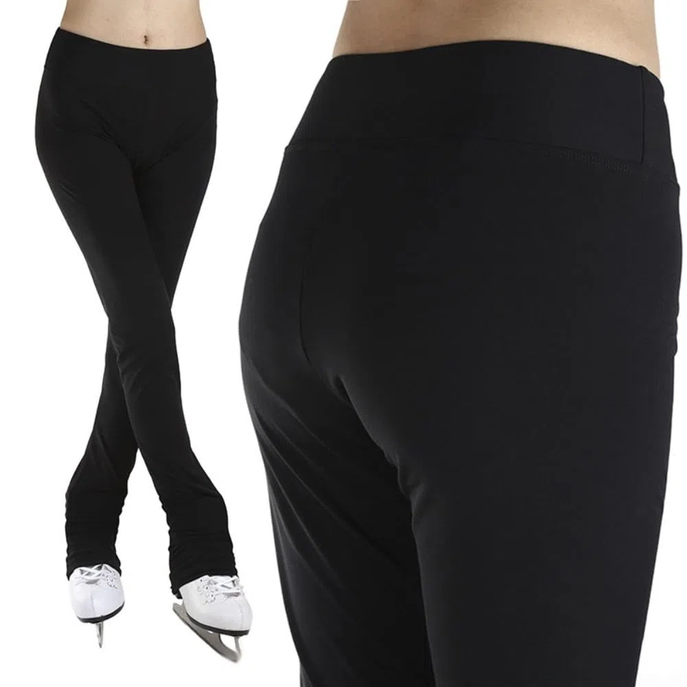 Pantaloni da pattinaggio artistico in morbido nylon per adulti, foderati in pile delicato sulla pelle, con finitura idrorepellente per allenamento flessibile e pratica quotidiana sul ghiaccio