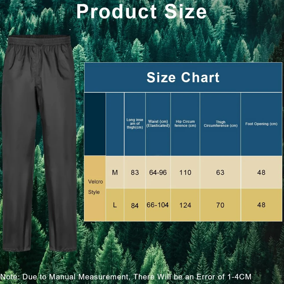 flintronic Pantaloni da Pioggia Uomo, Pantaloni Antipioggia Impermeabili, Sovrapantaloni Antipioggia Leggeri e Traspiranti con Tasche con Zip, Adatti per l'escursionismo e Il Ciclismo