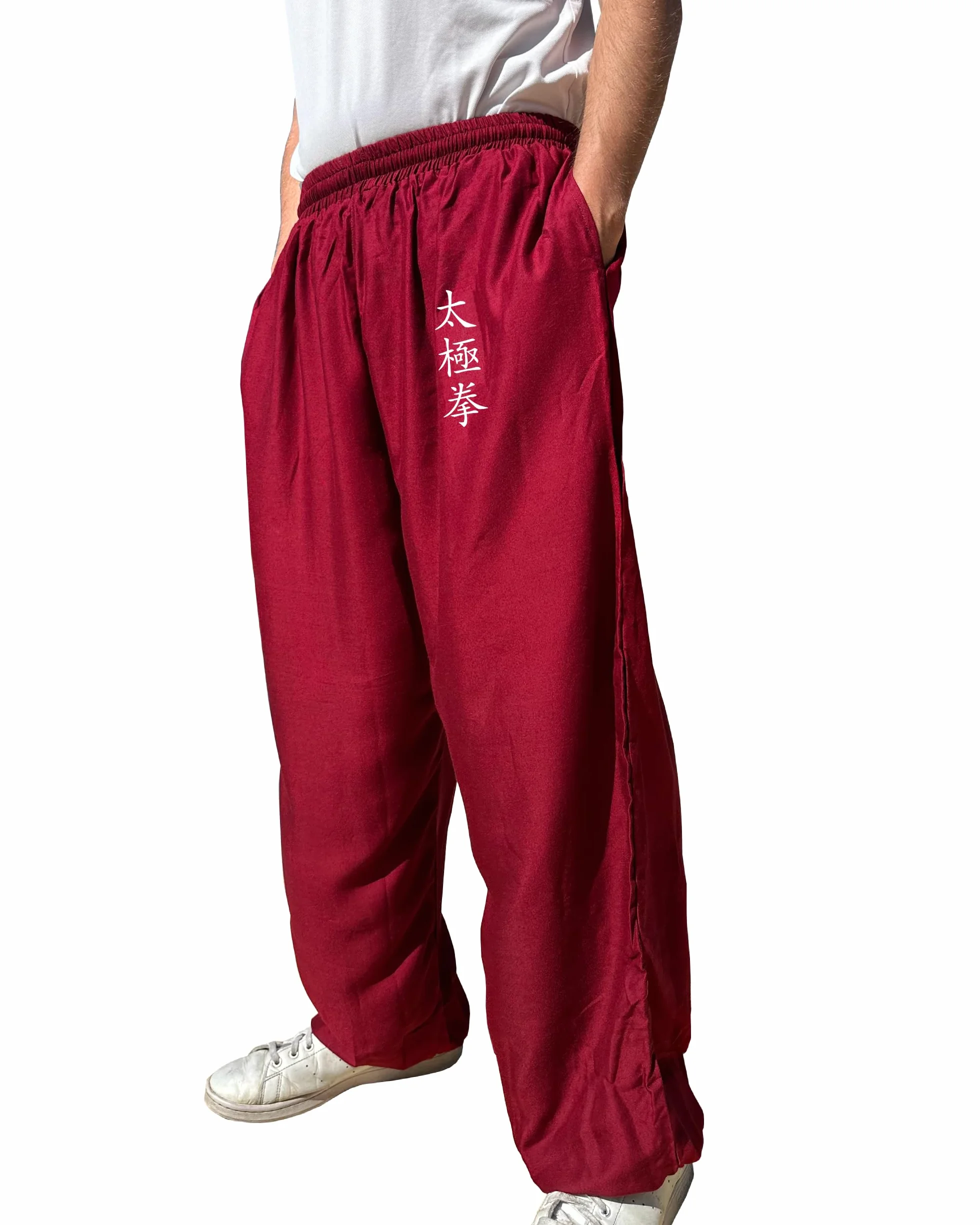 Pantaloni Kung Fu Stile Tai Chi e Wing Chun Pantaloni con Tasche Larghe in Viscosa, V3, XL