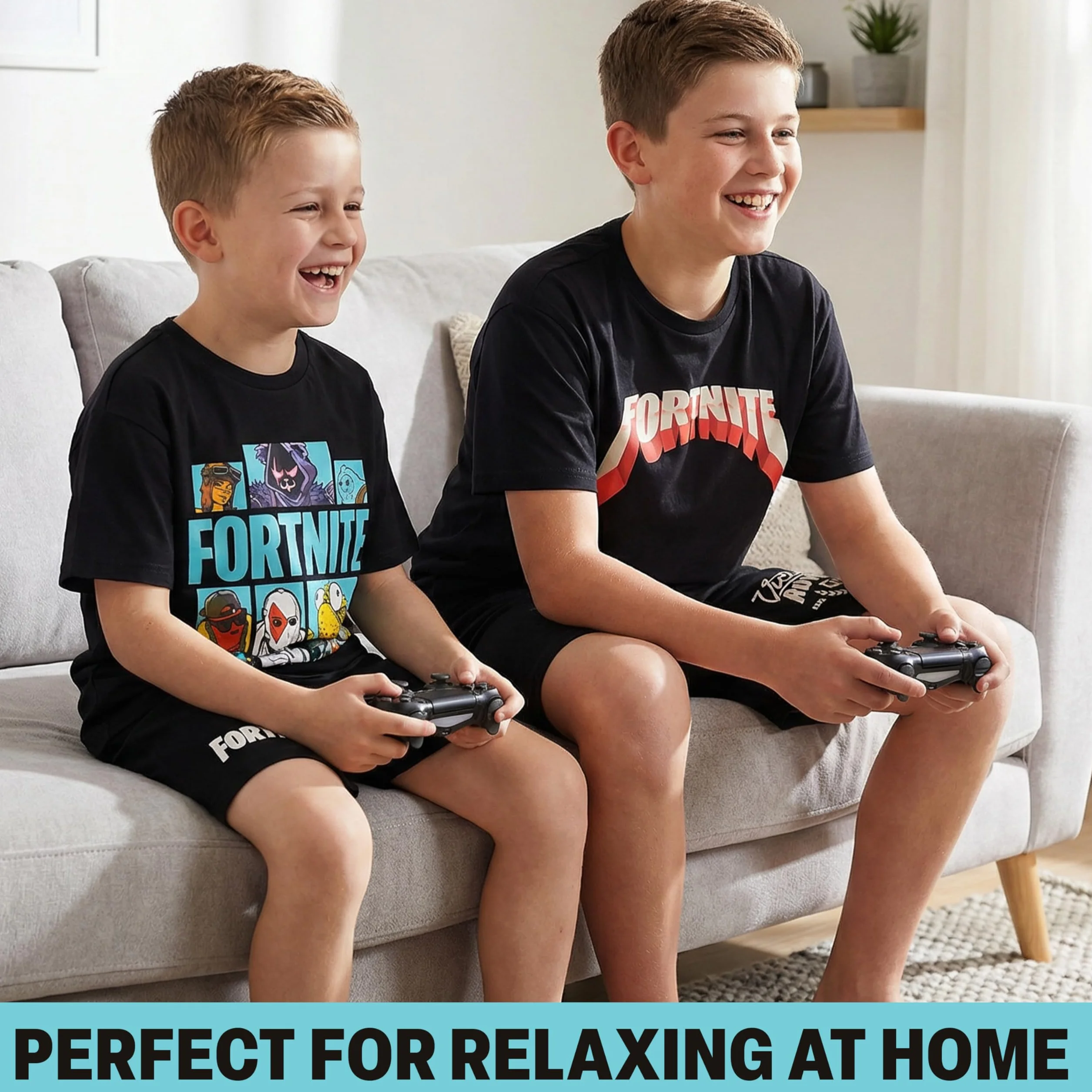 Fortnite Pigiama Ragazzo 7-14 Anni, Set Manica Corta Pigiami Bambini, Abbigliamento da Casa Estivo Traspirante, Regalo Bambino