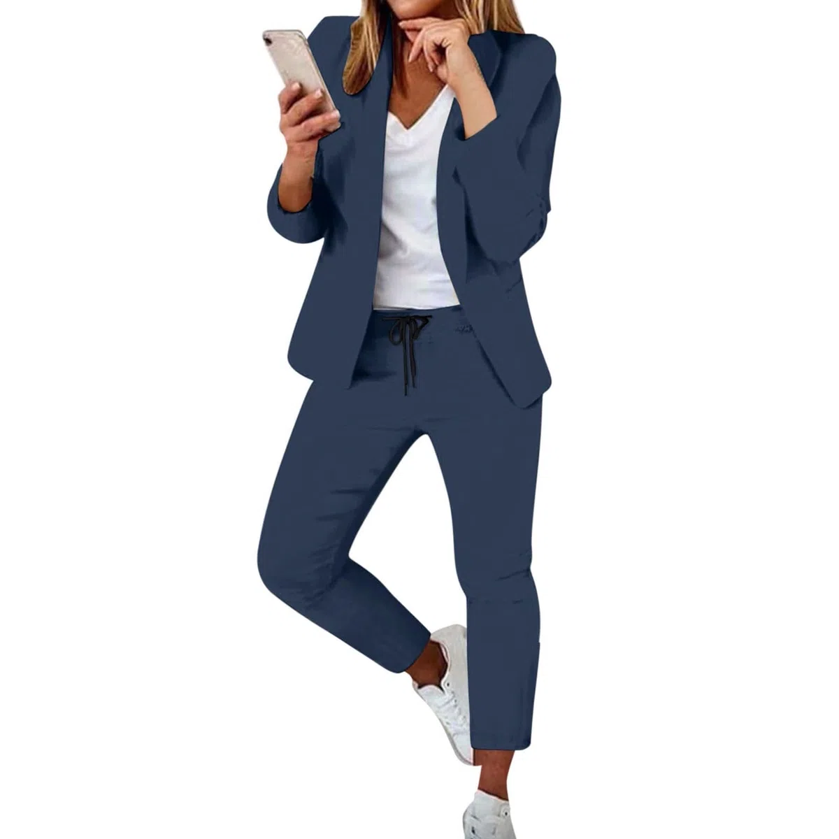 Tailleur 2 Pezzi Eleganti da Donna Business Set da Cocktail Elasticizzate Tailleur Blazer Bottone Manica Lunga Aperto Davanti Colletto Pantaloni Completo Oversize Cerimonia per Matrimoni e Feste